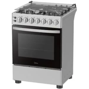 Midea 60*60- 3Gas + 1 Electric Standing Cooker with 4 Functions, Electric Oven, Silver - Image 1