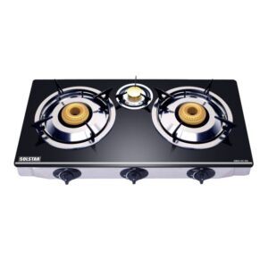 SOLSTAR  3 Gas Burners Table Glass Top Cooker - Image 1