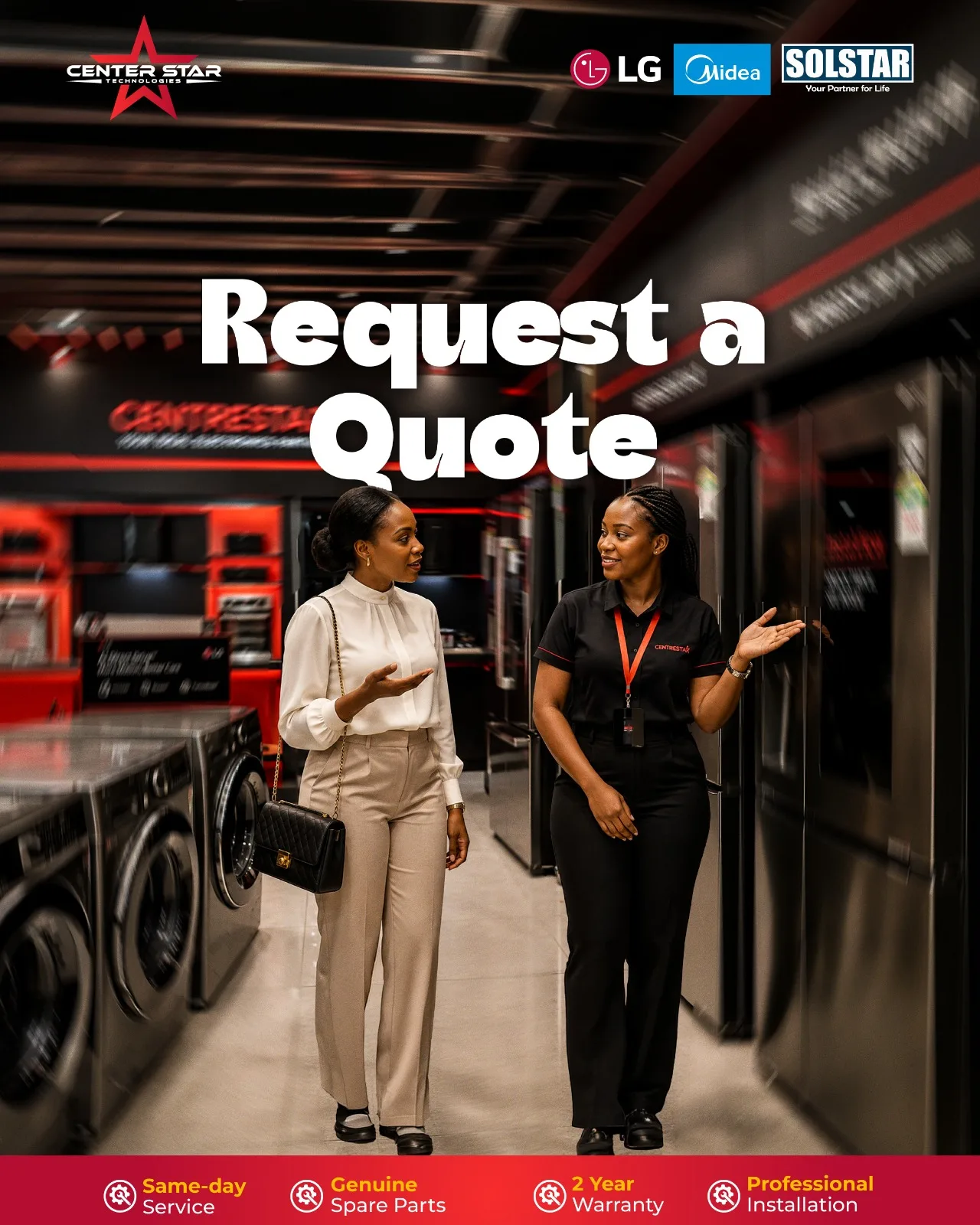Request a quote for home or business appliances